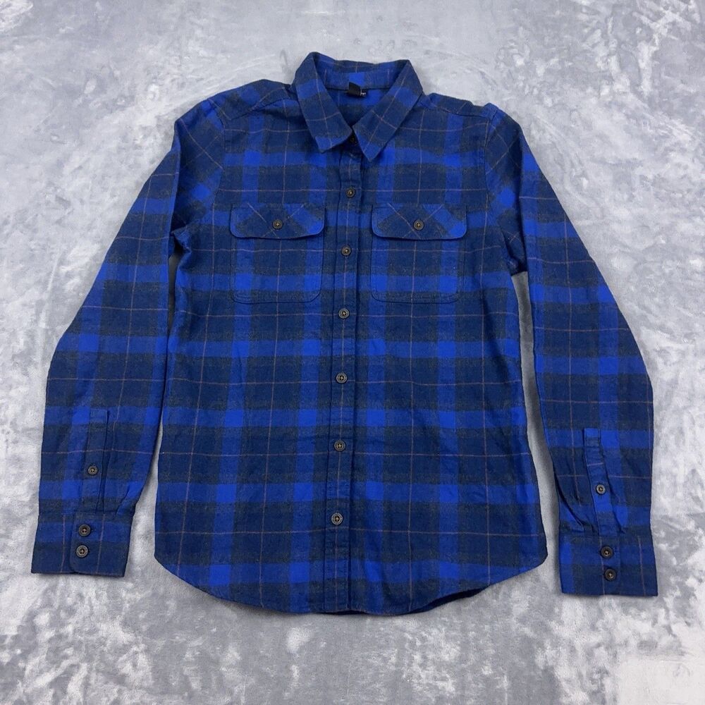 Patagonia Shirt Womens Size Small Blue Plaid Long Sleeve Fjord Flannel Organic
